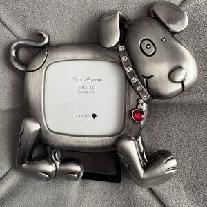 Lasody Dog Photo Frame - Silver with Red Heart Accent